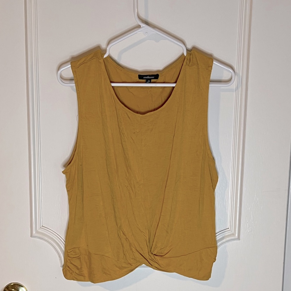 Mustard yellow twist front crop top